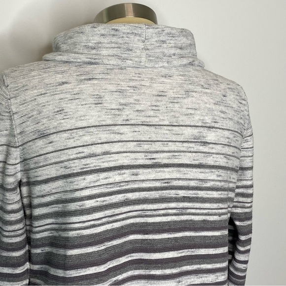 T by Talbots Grey Striped Funnel Neck Sweater - Picture 4 of 10